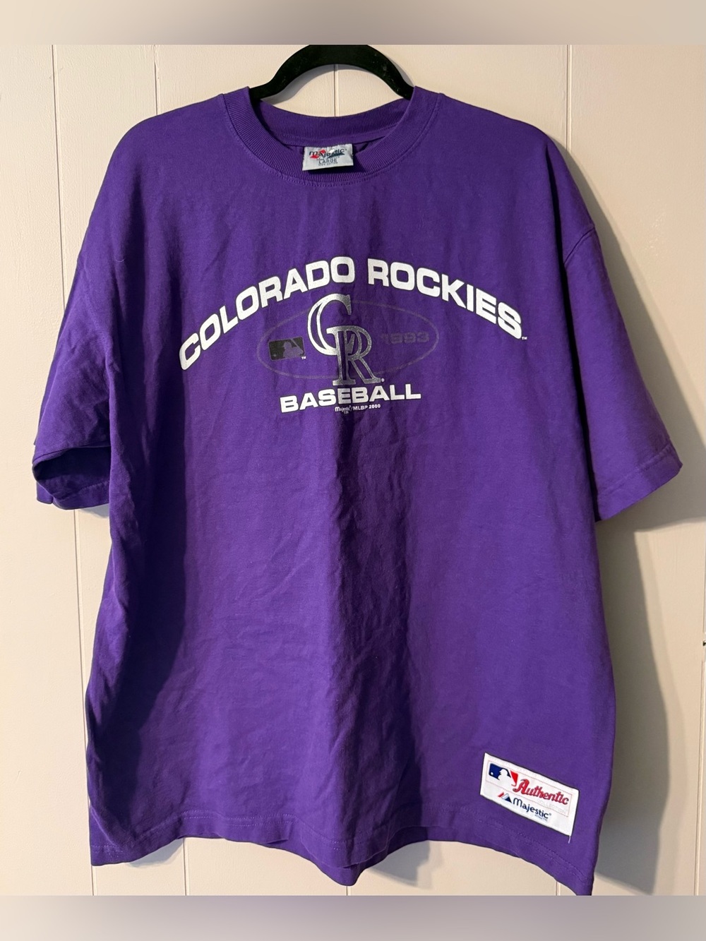 Vintage 2000 Colorado Rockies MLB Majestic Baseball T-Shirt Purple Men’s Large
